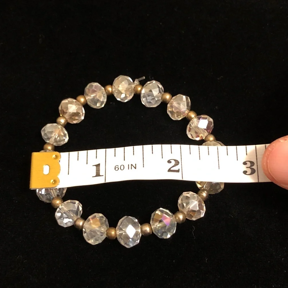 Elegant Faux Crystal and Gold Tone Beaded Bracelet Vintage Costume Jewelry
